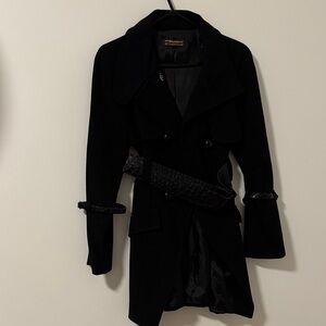 Rinascimento Women's Black Coat with Belt Size Small